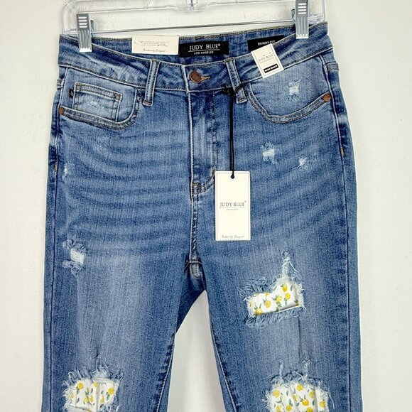 NWT Judy Blue High Waist Skinny Fit Jeans Lemon Patch Distressed Size 5 27 NEW - Picture 2 of 12